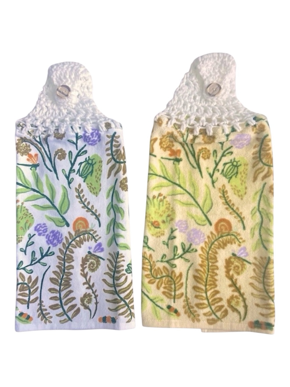 Hand Crafted Colorful Dragonflies Floral Hanging Hand Towels Crochet Top